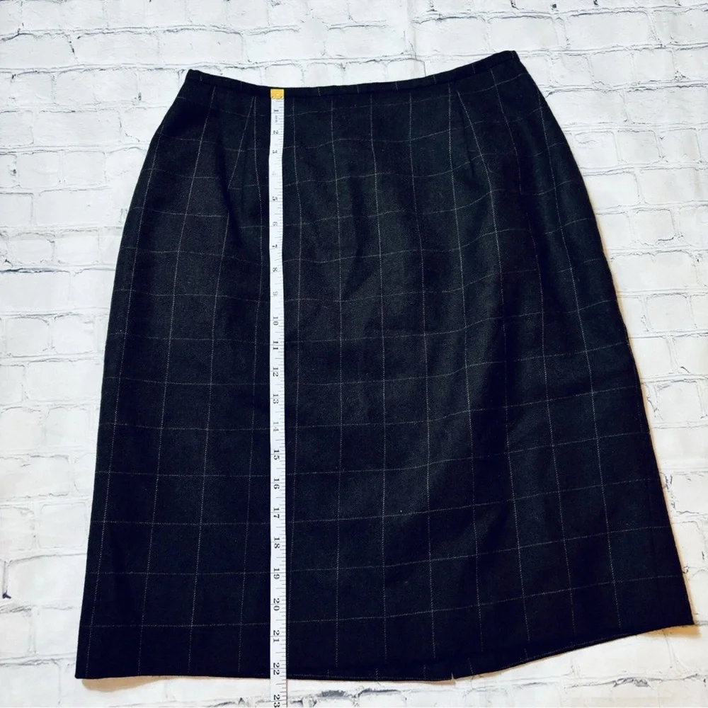 Lauren Ralph Lauren Size 8 Worsted Wool Pencil Skirt Brown Window Pane Career